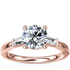 Tapered Baguette Diamond Engagement Ring in 18k Rose Gold (1/6 ct. tw.)